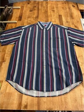 vintage mens Tommy Hilfiger XL Striped Button-Up Shirt